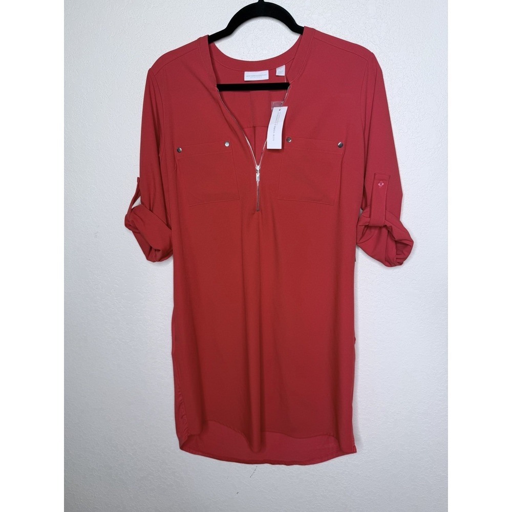 NWT New York & Co Dress Womens M Red Stretch Career Casual Summer